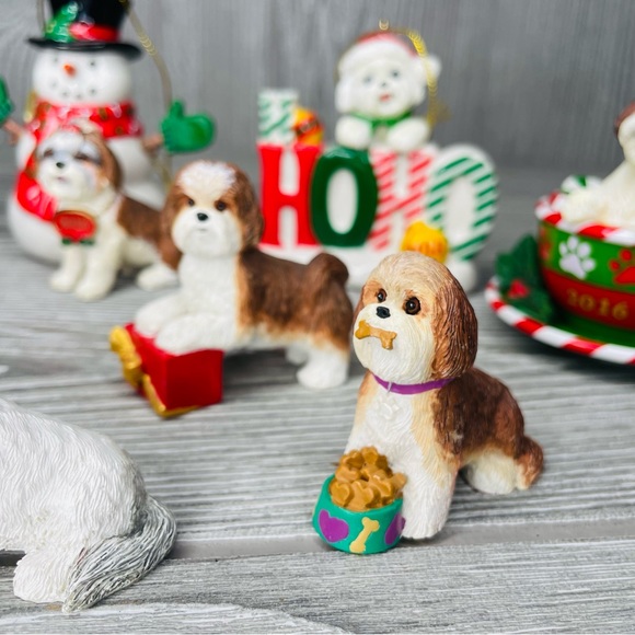 Danbury mint Maltese / shih tzu dog Christmas figurine / ornaments collectible - Picture 9 of 14